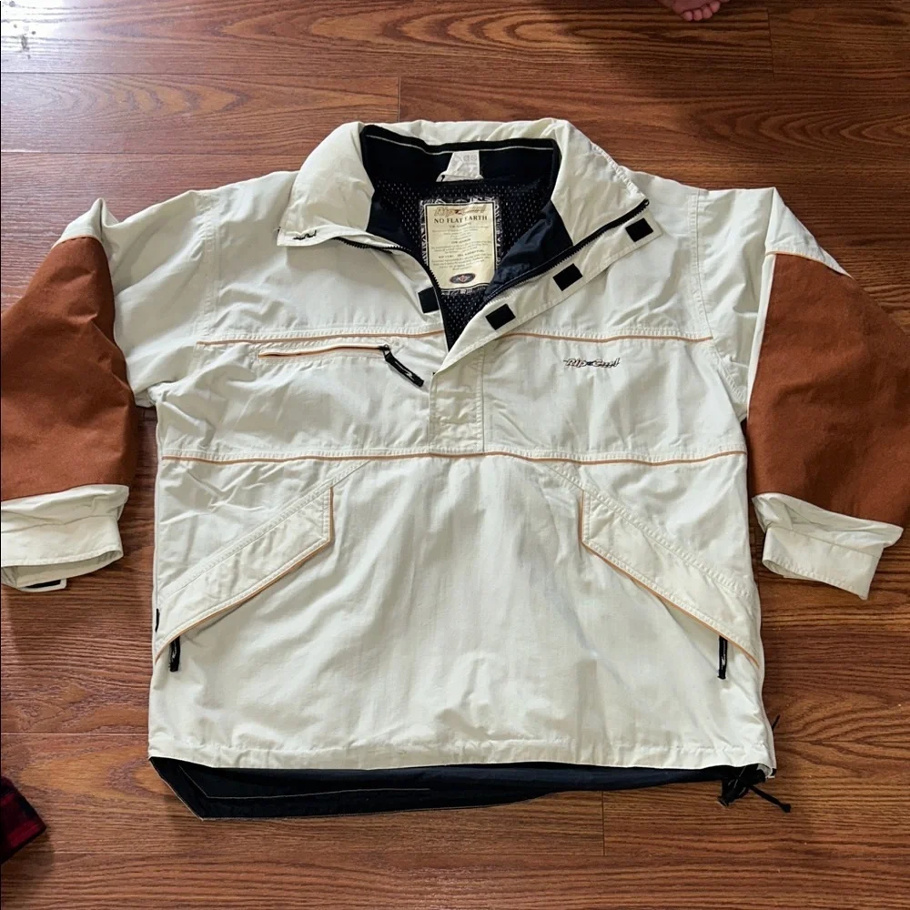 Rare‎ Vintage Rip Curl No Flat Earth Y2K 1/4 Zip Pull Over Side Zip XL Coat